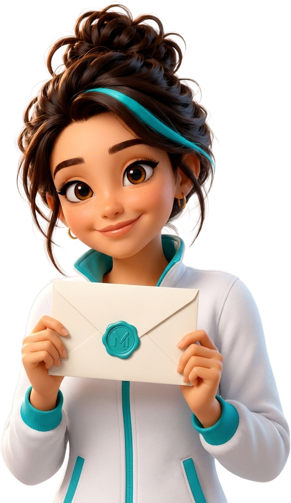 MIA sosteniendo una carta sellada con los próximos eventos de MejorIA